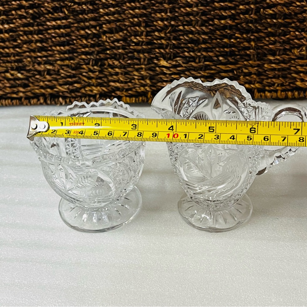 Vintage Hoffbauer Byrdes Lead Crystal Sugar and Creamer Set - Bird Motif - Picture 8 of 9